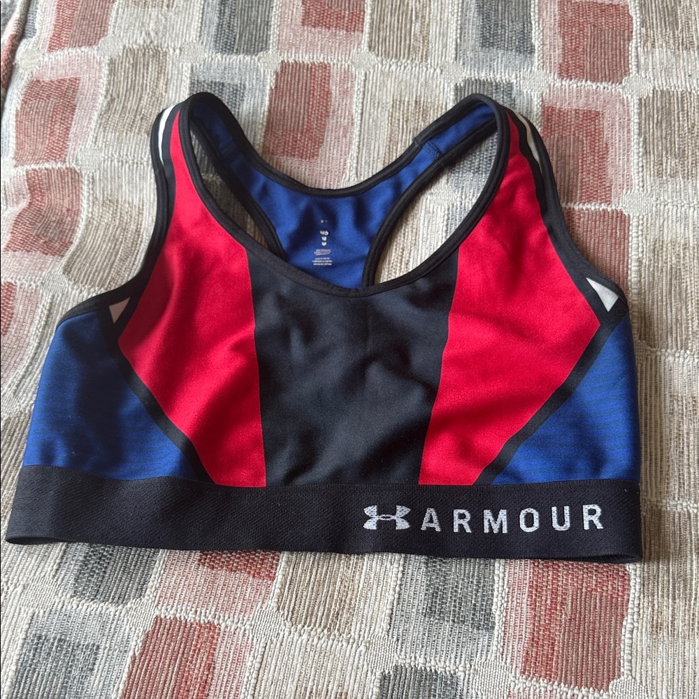 Under Armour Black, Red, and Blue Sports Bra